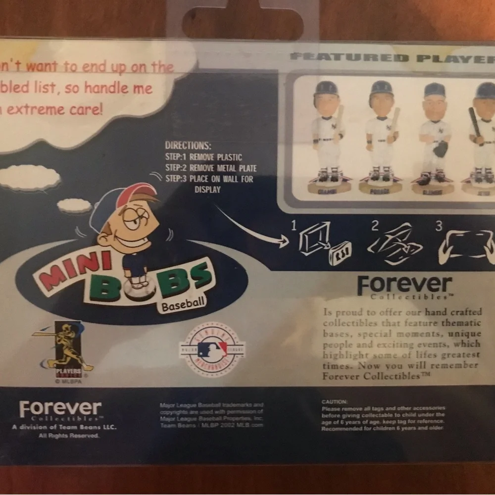 MLB New York Yankee MINI BOBS Forever Bobble Magnetic Display W/ Hanging Plate